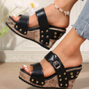  Karla Rivet Studded Wedge Slippers