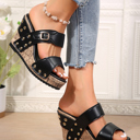  Karla Rivet Studded Wedge Slippers