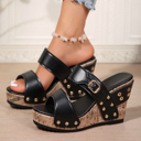  Karla Rivet Studded Wedge Slippers