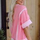  Katie Raw Seam High Low Side Split Top