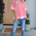  Katie Raw Seam High Low Side Split Top