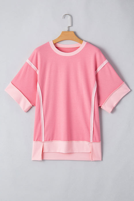 Katie Raw Seam High Low Side Split Top