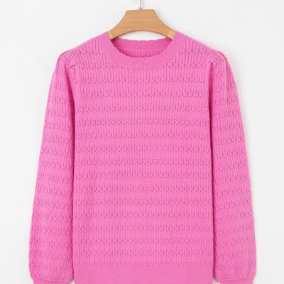 Kay Knit Ribbed Cuffs Crew Neck Sweater