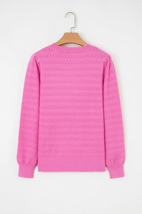 Kay Knit Ribbed Cuffs Crew Neck Sweater