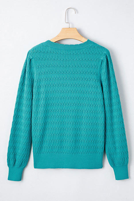 Kay Knit Ribbed Cuffs Crew Neck Sweater