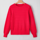  Kay Knit Ribbed Cuffs Crew Neck Sweater