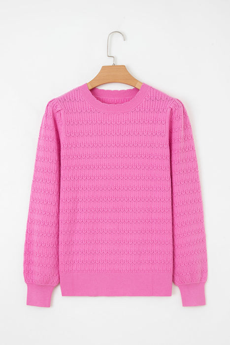 Kay Knit Ribbed Cuffs Crew Neck Sweater