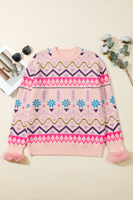 Kayaetta Knit Feather Cuffed Sweater