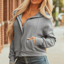 Gray XL Kayla Waffle Zip Up Hooded Jacket