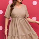  Kaylee Ruffled Short Sleeve PLUS Dress
