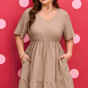  Kaylee Ruffled Short Sleeve PLUS Dress