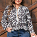  Kayleigh Print Contrast Trim Long Sleeve PLUS Top
