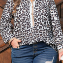  Kayleigh Print Contrast Trim Long Sleeve PLUS Top