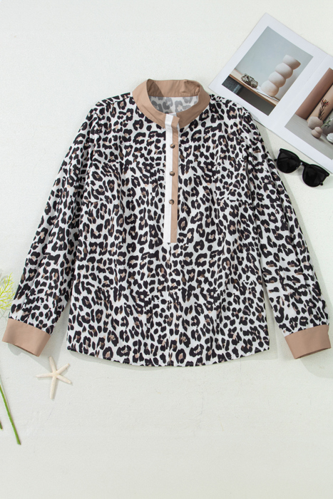 Kayleigh Print Contrast Trim Long Sleeve PLUS Top