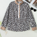  Kayleigh Print Contrast Trim Long Sleeve PLUS Top