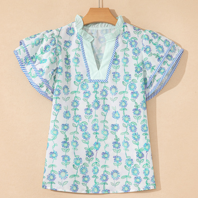 Keilani Patchwork Flutter Sleeve Blouse