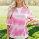 Pink Stripe Small Keira Short Sleeve Loose Top