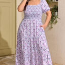  Kelsey Square Smocked Maxi PLUS Dress