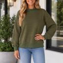 Green Stripe Large Kennna Block Mock Oversized Sweatshirt
