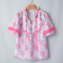 Purple Small Keyla Ruffled Short Sleeve Blouse