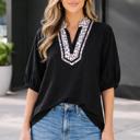  Keziah Sleeve Patchwork Trim Blouse