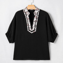  Keziah Sleeve Patchwork Trim Blouse
