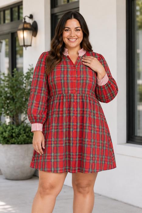 Kharley Cuff Details Shift PLUS Dress