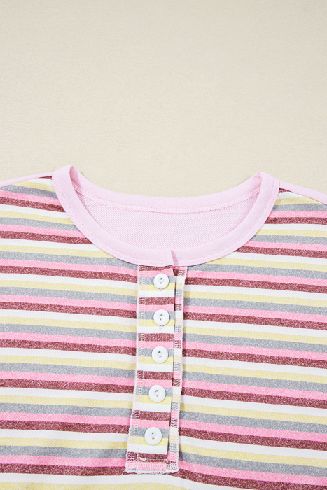 Khloe Patchwork Loose Henley Sweatshirt