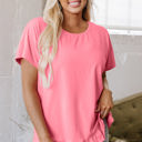 Pink XL Kimber Frilled Hem Loose Top