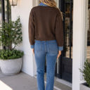  Kimoria Contrast Collar Down Sweater