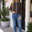  Kimoria Contrast Collar Down Sweater