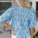  Kinley Floral Shirred Yoke Split Neck Blouse