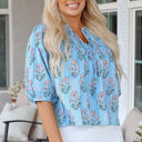  Kinley Floral Shirred Yoke Split Neck Blouse