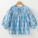  Kinley Floral Shirred Yoke Split Neck Blouse