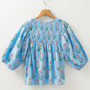  Kinley Floral Shirred Yoke Split Neck Blouse