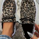  Kira  Lace-up Decor Leopard Canvas Shoes