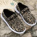  Kira  Lace-up Decor Leopard Canvas Shoes