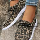  Kira  Lace-up Decor Leopard Canvas Shoes