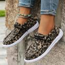  Kira  Lace-up Decor Leopard Canvas Shoes