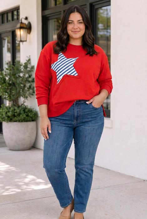 Krista Embroidery Star Colorblock PLUS Sweatshirt