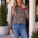 Brown Small Kyla Contrast Trim Long Sleeve Top