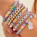 Gold Kylee Beaded Elastic Layer Bracelet
