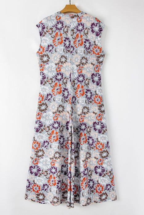 Kylee Floral Sleeveless Buttoned Wide Leg Jumpsuit