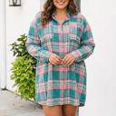 Green 1X Kyleigh Shift Long Sleeve PLUS Dress