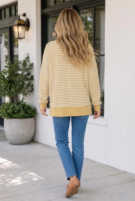 Lailah Block Trim Hem Long Sleeve Top