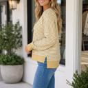 Khaki Stripe XL Lailah Block Trim Hem Long Sleeve Top