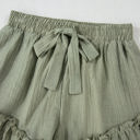  Laurel Green Textured Tie Waist Ruffle Hem Shorts