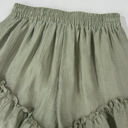  Laurel Green Textured Tie Waist Ruffle Hem Shorts