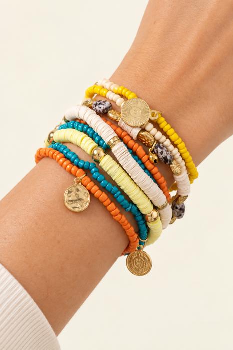 Layla Boho Heishi Coin Charm Stretch Bracelet