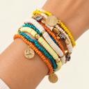  Layla Boho Heishi Coin Charm Stretch Bracelet